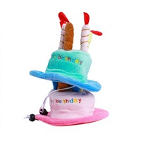 Chapeau d'anniversaire en peluche pour animaux de compagnie avec bougie intégrée – Accessoire de fête doux pour chien et chat