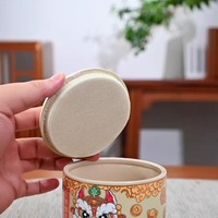 MSH Petite Jarre à Thé en Céramique Portable Motif Danse du Lion Mignon – Cadeau d'Affaires