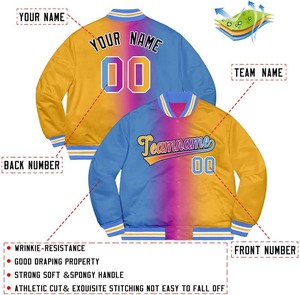 Chaqueta de béisbol personalizable con empalme degradado para hombre, chaqueta de vuelo informal con estampado de letras, soporte bordado para Fitness al aire libre, Primavera - Product Image 2