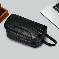 Sac à main pour homme à double fermeture éclair, motif crocodile, polyester, grande capacité, sac à main en cuir PU pour les affaires et les loisirs