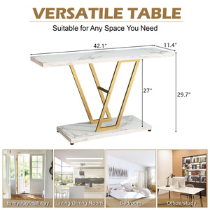 Mesa de Consola de 42 Pulgadas con Tapa de Mármol y Base de Trípode, Mueble Moderno Industrial para Entrada o Sala de Estar con Función de Almacenamiento - Product Image 6
