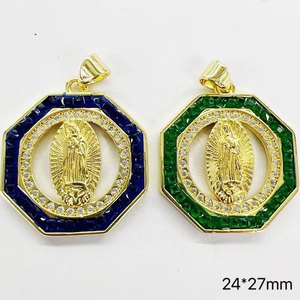 FM-HDP2956 Bonito Amuleto de Resina con Circonita Cúbica Chapado en Oro, <span class=keywords><strong>La</strong></span> Santa Muerte/<span class=keywords><strong>Guadalupe</strong></span>/San Benito, Amuleto Religioso Popular de Latinoamérica - Product Image 5