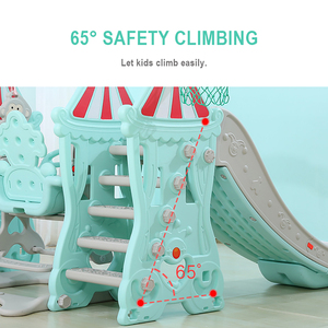 Nuevo tema de circo bebé encantador interior de plástico más largo tobogán y columpio combinación con plato de comida - Product Image 5