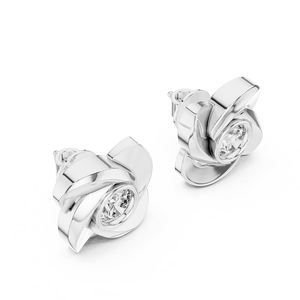 Boucles d'oreilles en or pour femmes avec diamants ronds brillants, bijoux fins en diamants de laboratoire pour occasions spéciales et mariages - Product Image 3