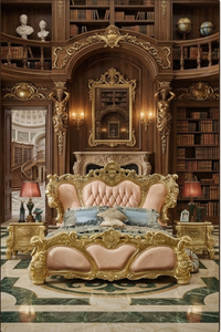Lit de mariage en bois massif artisanal de luxe, meubles de chambre à coucher sur mesure de qualité supérieure pour des chambres élégantes - Product Image 3