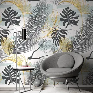 열대 바나나 야자 잎의 유행 디자인 장식 가정 벽지