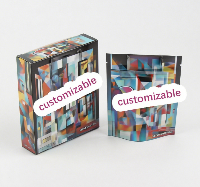 Custom Smell Proof for Sealed Packaging Cd Case Die Cut 3.5 Mylar Bags With Box