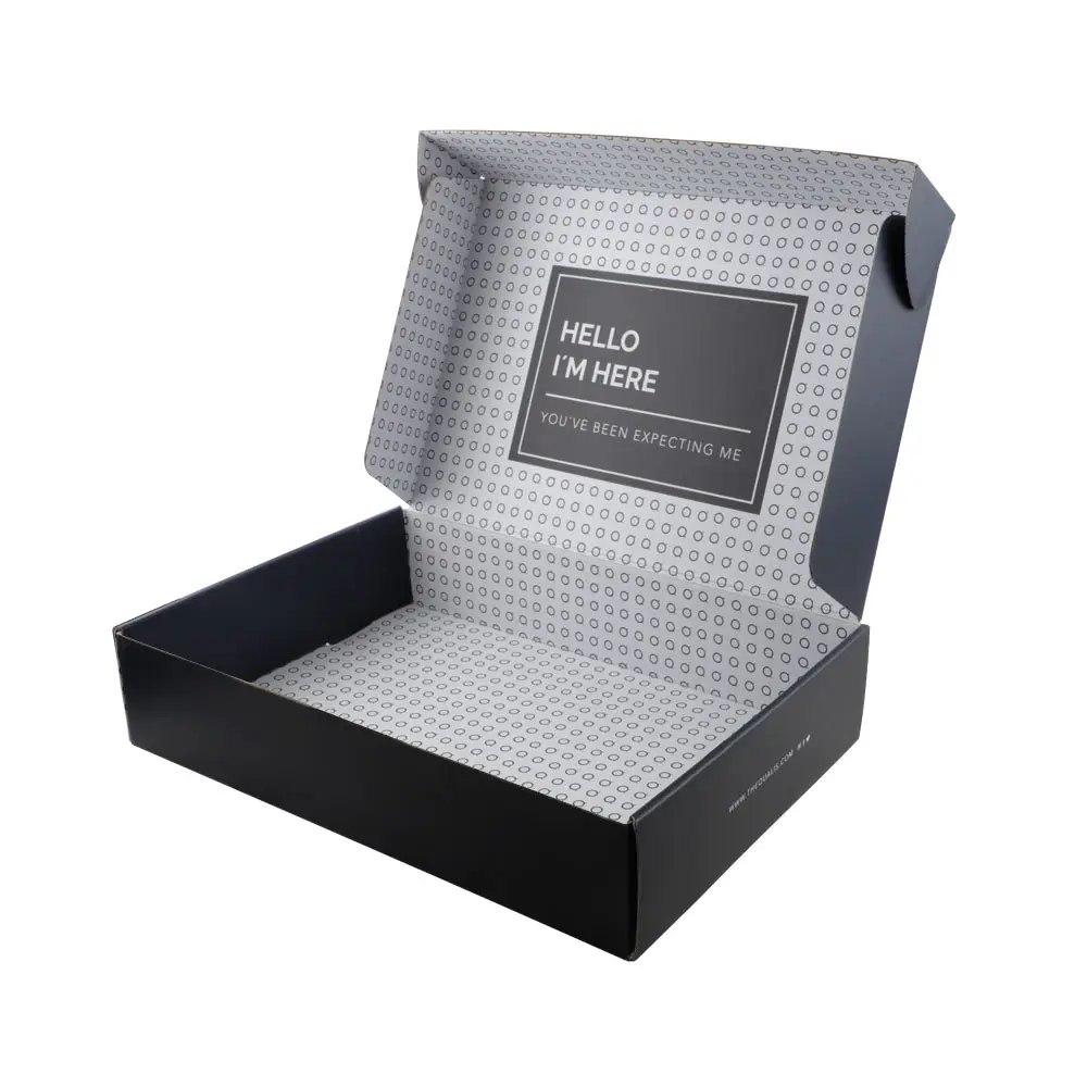 Benutzer definierte Logo-Druck große und kleine Mailer-Box schwarz rosa Postfach Farbe Kraft Wellpappe Kleidung Verpackung Versand box