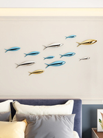 Décoration murale intérieure : Sculpture de groupe de poissons, école de poissons polie miroir, décoration murale 3D pour hall d'hôtel