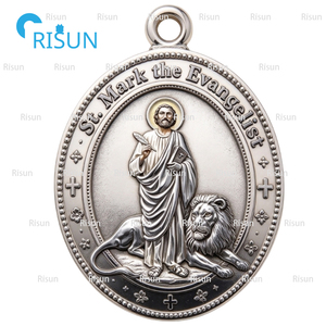 Saint patron des avocats et des notaires, Médaille personnalisée Saint Marc l'Évangéliste, avec centre de chapelet et breloque médaillon - Product Image 6