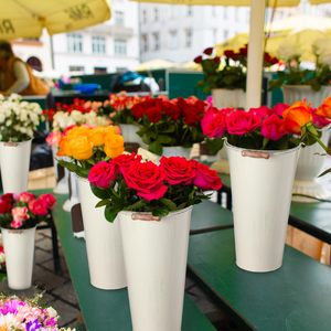 Cổ Điển Đau Khổ Mạ Kẽm Kim Loại Hoa Xô Dài Lớn Bình Với Tay Cầm Bằng Gỗ Cho Hoa Sắp Xếp, Trang Trí Nội Thất & Đám Cưới - Product Image 2