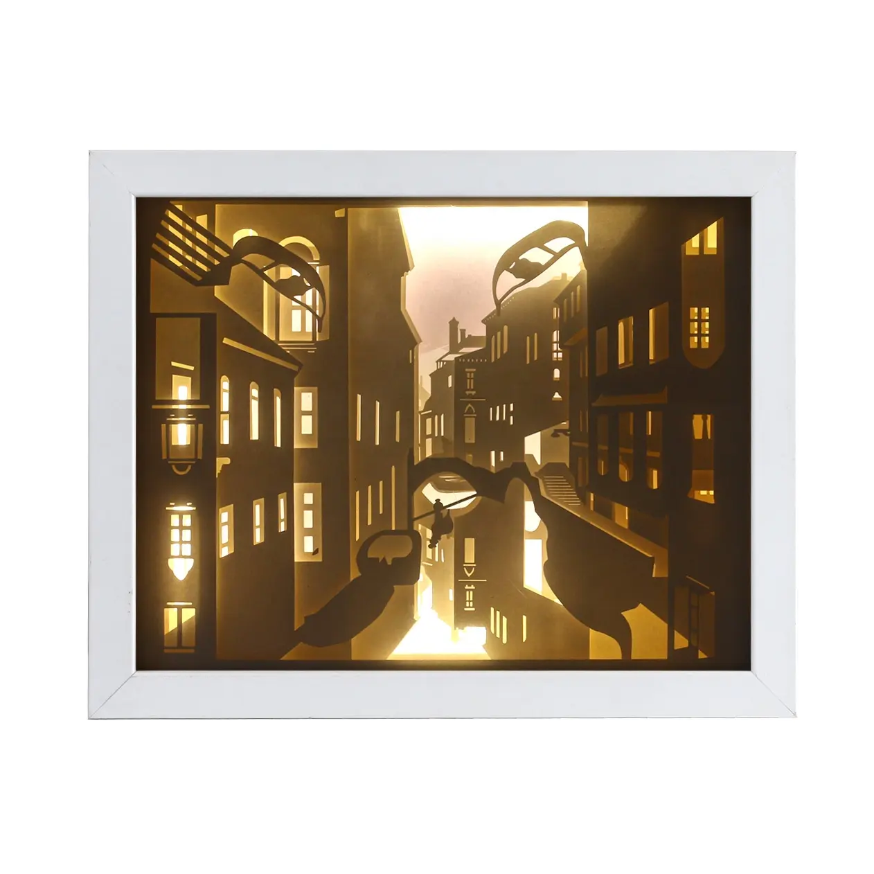 Decorazioni per la casa di arte moderna disegni a strati 3D edifici Silhouette Light Shadow Box Craft Kit cornici per pittura