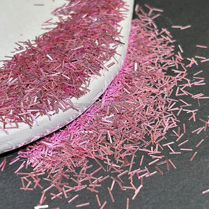Venta al por mayor barra Rosa Shred Shape Glitters holográfica Tinsel Strip Glitter para vasos de epoxi - Product Image 1