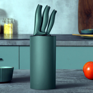 German knife set, household cleaver, slicer, chef's fruit knife, knife block, <b>kitchenware</b> combination knife, black blade, - Product Image 1