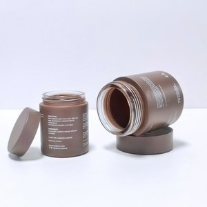 Pots cosmétiques en verre dépoli à large ouverture, ronds, marron, pour crème visage, soin de la peau, beurre corporel, 100g 200g - Product Image 4