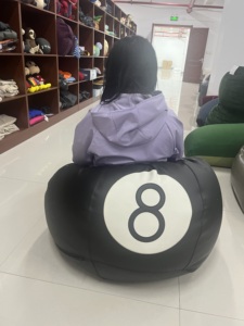Fauteuil pouf de billard 8 boules, canapé paresseux <span class=keywords><strong>en</strong></span> cuir PU noir, pouf géant compressible <span class=keywords><strong>pour</strong></span> salle de jeux et décoration intérieure - Product Image 1