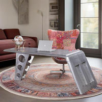 Mobilier d'aviation personnalisé de style industriel bureau fait à la main forme de table d'aile d'avion en aluminium finition antique