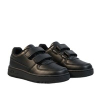 Chaussures en cuir PU noir pour enfants, baskets classiques basses, texture litchi, légères, avec fermeture auto-agrippante, chaussures pour enfants