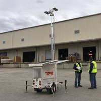 Tour d'éclairage solaire LED 2*150W sur remorque, mât de 24 pieds, résistante aux intempéries, hors réseau, à déploiement rapide