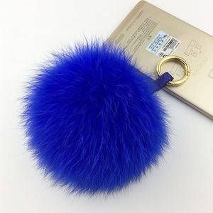 12cm Luxury Fluffy <strong>Real</strong> Fox <strong>Fur</strong> Ball <strong>PomPom</strong> 14 Colors Genuine <strong>Fur</strong> <strong>Keychain</strong> Metal Ring Pendant Bag Charm - Product Image 3