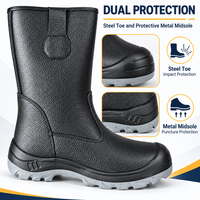 Bottes de sécurité personnalisées à embout d'acier pour le secteur pétrolier, en cuir de vachette pleine fleur, semelle PU double densité pour le forage pétrolier, le gaz et l'entretien industriel