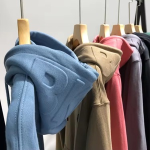 Sweat-shirt personnalisé gaufré de haute qualité, sweats à capuche surdimensionnés blancs vierges pour hommes, sweats à capuche gaufrés pour hommes, sweats à capuche unis à impression en relief - Product Image 1