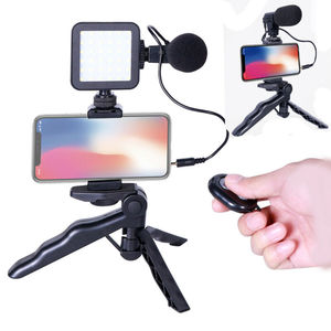 VENTA CALIENTE ZW49 Luz LED de Video con Micrófono, Palo Selfie con Trípode para Cámara, Kit para Teléfono, Vlogging, para <span class=keywords><strong>Tick</strong></span> <span class=keywords><strong>Tock</strong></span>, Luz de Estudio - Product Image 2