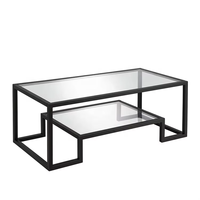 Table basse rectangulaire de luxe moderne en acier inoxydable classique noir et or clair avec finition chromée pour le salon