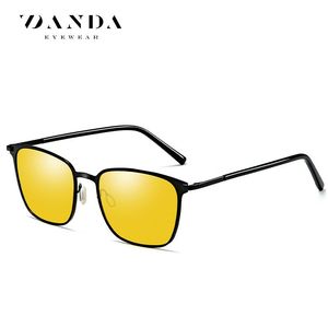 Danda Lunettes de soleil carrées pour hommes UV400, verres polarisés TAC, vision nocturne, protection solaire pour la conduite, monture argentée P0864 - Product Image 5
