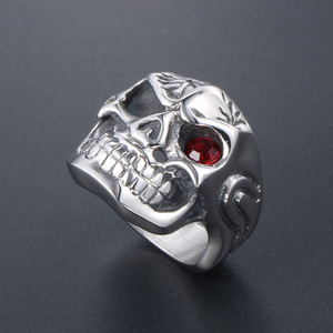 Red Eyed Skull <b>Titanium</b> Steel <b>Ring</b> Men's Party Jewelry SA898 - Product Image 2