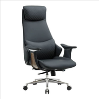 Chaise de bureau de luxe italienne en cuir, chaise de bureau ergonomique moderne pour cadres, base en aluminium confortable