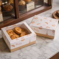 Boîte de boulangerie en papier kraft avec fenêtre transparente, emballage de présentation pour boulangerie, logo personnalisé, vente en gros pour présentation en boutique de desserts, fourniture sur mesure