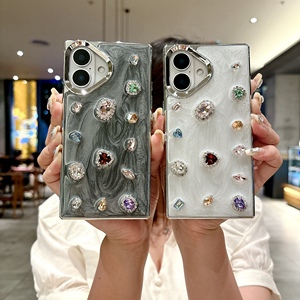Mode paillettes diamant bords droits placage <span class=keywords><strong>coque</strong></span> de téléphone pour <span class=keywords><strong>iPhone</strong></span> <span class=keywords><strong>12</strong></span> 13 14 15 Quicksands Texture Girly couverture pour 16 Pro Max - Product Image 1