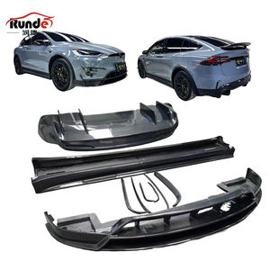 Pièces automobiles de qualité supérieure pour <span class=keywords><strong>Tesla</strong></span> <span class=keywords><strong>Model</strong></span> <span class=keywords><strong>X</strong></span> 16-20 mise à niveau Kit de carrosserie de réglage de Style RZ lèvre avant diffuseur arrière jupes latérales en Fiber de carbone - Product Image 1
