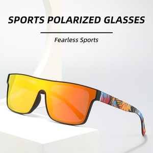 Lunettes de soleil intégrées à monture surdimensionnée, noires, polarisées UV400 Type 3, pour sports de plein air, cyclisme, conduite - Product Image 5