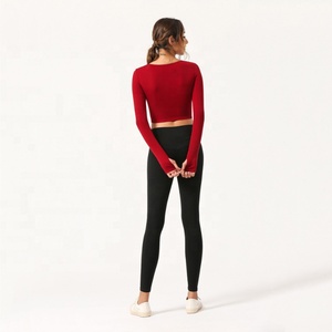 Ropa Deportiva transpirable <span class=keywords><strong>para</strong></span> entrenamiento, Top corto de Yoga de manga <span class=keywords><strong>larga</strong></span>, talla libre, novedad - Product Image 6