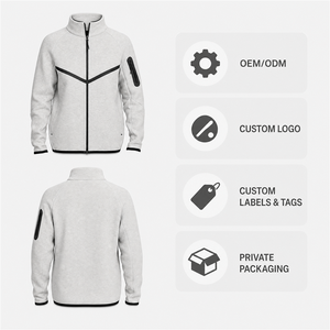 Chaqueta Deportiva de Punto con Capucha y Cierre para Hombre, con Ribete en Forma de V y Bolsillo en la Manga, para Invierno, 100% Algodón, Talla Grande - Product Image 4