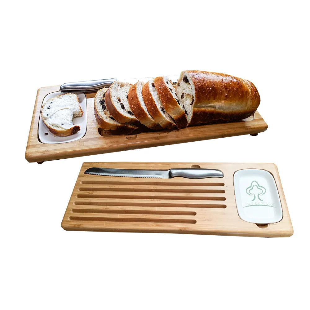 Оптовая продажа, изготовленный на заказ бамбуковая деревянная доска для хлеба, современный набор разделочных досок для домашней кухни