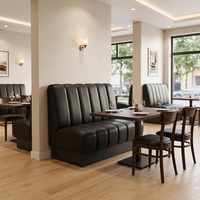 Banquette de restaurant en cuir PU noir, canapé commercial, banc de salle à manger, mobilier de café pour café, fast-food, bistrot, bar
