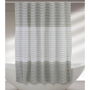 Cortina de Ducha de PEVA 200X240 CM Rayas/Puntos Gris Paloma - Product Image 1