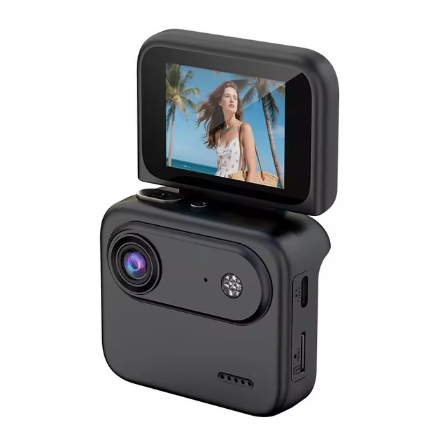 Mini Sports Camera 4K Ultra Clear Recording VLOG Recorder Flip Screen Anti Shake Wide-angle Student Travel Camera Portable