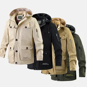 Custom Heren Warm Jack Winter Casual Gewatteerd Jack Multi-Pocket Capuchon Outdoor Outwear Sportjas Hombre Manteau Abrigo Nonwoven