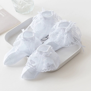 Calcetines de Algodón Blancos con Volantes y Encaje para Bebés y Niñas Pequeñas, Estilo Princesa - Product Image 3