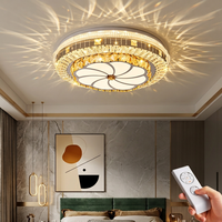Plafonnier LED moderne de luxe en cristal 50 cm, lampe en forme de fleur, télécommande, intensité réglable pour salon, chambre, hôtel, vente en gros Afrique