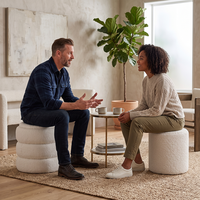 Pouf ottoman moderne de luxe en tissu blanc, chaise multifonctionnelle, repose-pieds, tabouret, siège rembourré doux, mobilier de salon contemporain