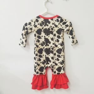 Ropa <span class=keywords><strong>de</strong></span> bebé recién <span class=keywords><strong>nacido</strong></span> <span class=keywords><strong>de</strong></span> una pieza con logo personalizado, <span class=keywords><strong>de</strong></span> 0 a 3 meses, venta al por mayor, para bebés, niños y niñas, pelele con volantes y estampado <span class=keywords><strong>de</strong></span> vaca - Product Image 4