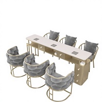 Ensemble table et chaise de manucure moderne minimaliste en métal élargi 45, avec rangement, mobilier de salon de luxe multifonctionnel