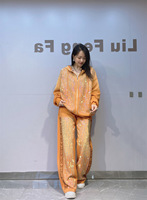 Ensemble pull à capuche en strass pour femme, cardigan zippé et pantalon à jambes larges, tenue deux pièces pour l'automne et l'hiver