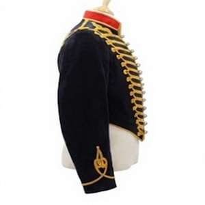 Veste Victorienne Style Uniforme d'Artillerie Équestre Napoléonienne Col Noir Rouge Tresse Dorée Vêtement d'extérieur pour Homme - Product Image 3