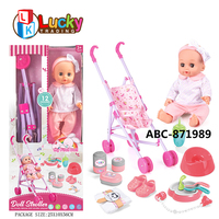Lucky Toys Nouveau Design Ensemble de jeu d'imitation en silicone pour bébé, poupée Reborn avec poussette, jouets pour filles avec fonction sonore, boisson et pipi